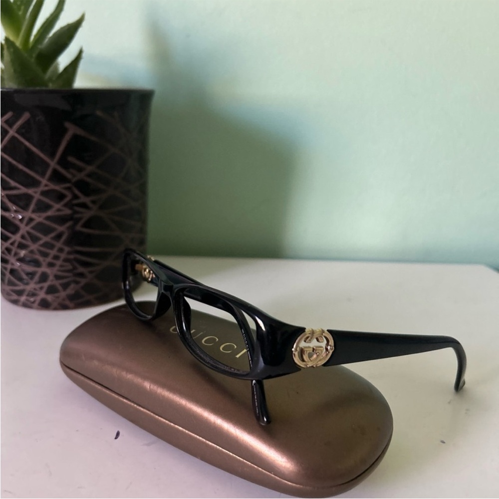 Gucci 3066 Black and Gold Rectangular Glasses